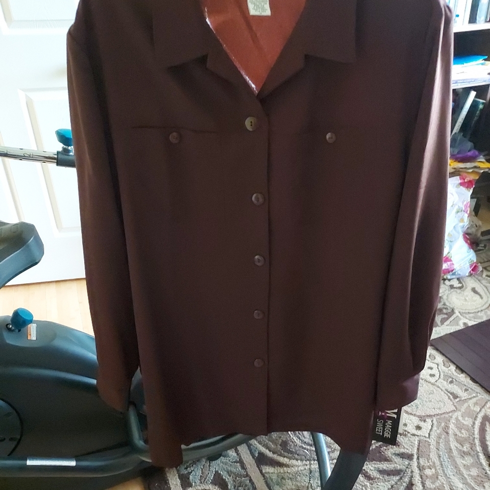 NWT Maggie Sweet Long Sleeve Button Up Shirt 1×